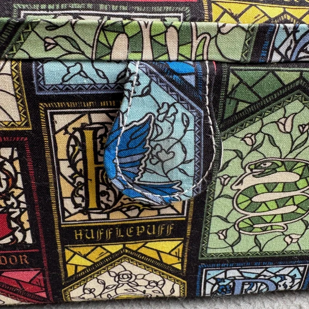 Harry Potter Stained Glass House Crests Fabric Sewing Basket Storage Box